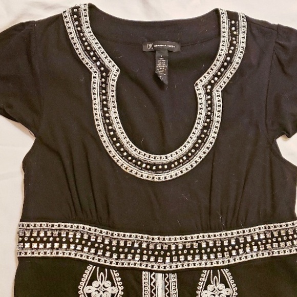INC INTERNATIONAL CONCEPTS WOMEN'S EMBROIDERED BLACK DRESS W/ BEADING DETAILS, L - Picture 12 of 14